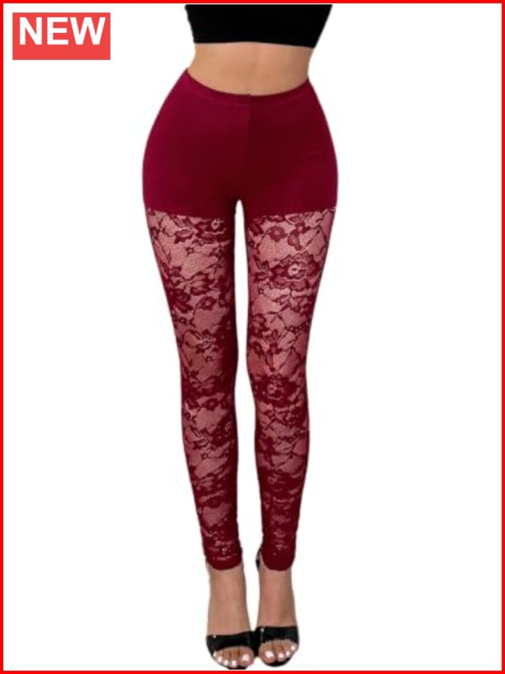 Sexy Floral Lace Leggings High Waisted See Through Clubwear Pants